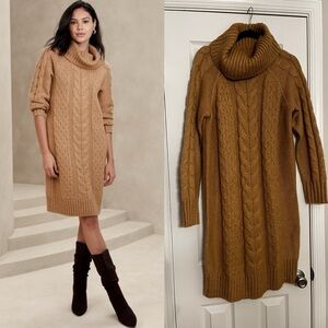 *Last Chance* Cable Knee-Length Sweater Dress brown-Sz M Banana Republic Factory